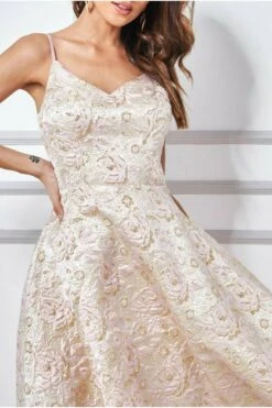 Goddiva Jacquard High Low Midi Dress - Blush 7 Goddiva Jacquard High Low Midi Dress - Blush -Sarto Vibe Sales Z31b6SXg 9526