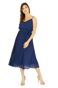 Mela London Navy Pleated Strappy Midi Dress -Sarto Vibe Sales aEC1MghL 13515