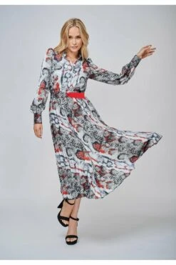 Yan Neo London The Iris Print Multicolor Pleated Shirt Dress