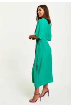 Liquorish Green Maxi Wrap Dress With Kimono Sleeves -Sarto Vibe Sales aXI1GU0Q 15390