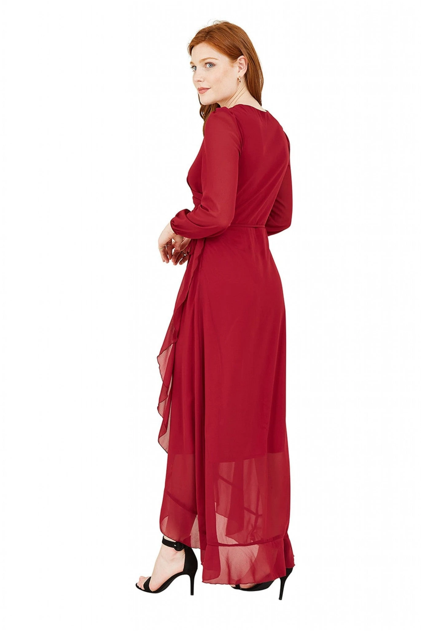 Mela London Mela Burgundy Wrap Maxi Dress 3 Mela London Mela Burgundy Wrap Maxi Dress - Image 3