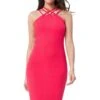 City Goddess Criss Cross Strap Halter Neck Midi - Hotpink