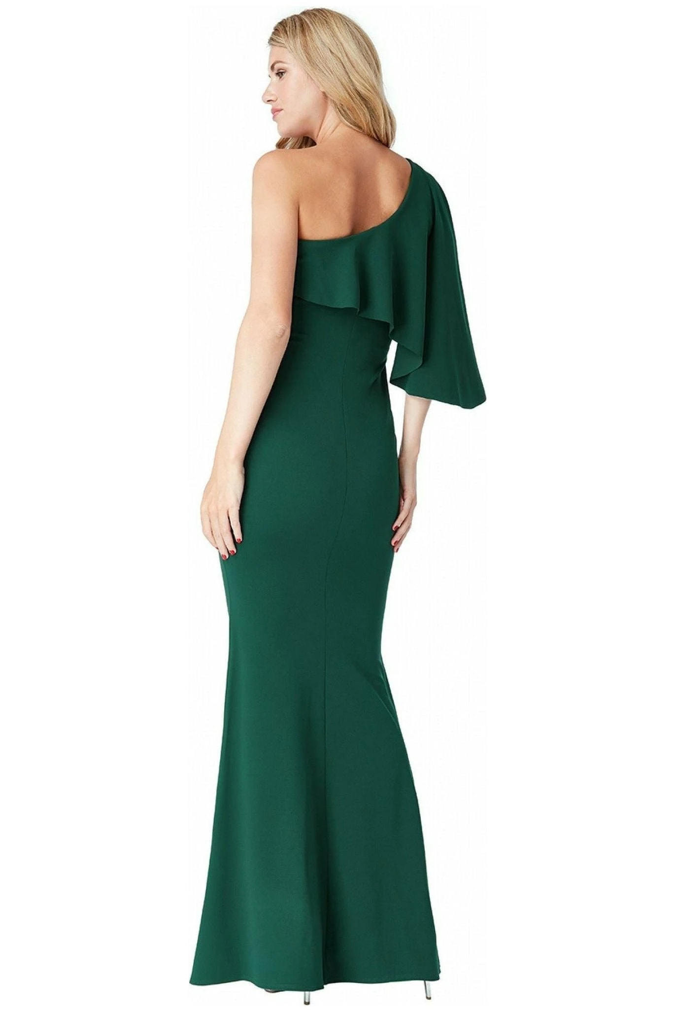 Goddiva Off The Shoulder Flair Maxi Dress - Emerald 2 Goddiva Off The Shoulder Flair Maxi Dress - Emerald - Image 2