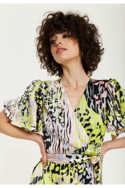 Liquorish Multicolour Abstract Print Midi Wrap Dress -Sarto Vibe Sales ceLJfqP9 15654