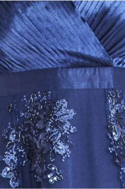 Goddiva Pleated Satin V Neck High And Low Midi - Navy -Sarto Vibe Sales d6eVTqDl 15743