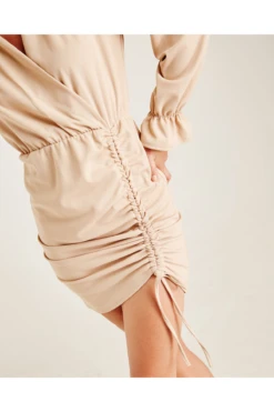 Dusty Pink Gathered Side Wrapped Dress | Beige -Sarto Vibe Sales hY24a9CI 12034
