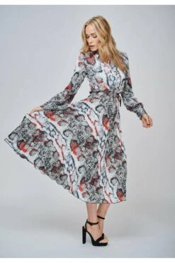 Yan Neo London The Iris Print Multicolor Pleated Shirt Dress -Sarto Vibe Sales jme0STXF 6220