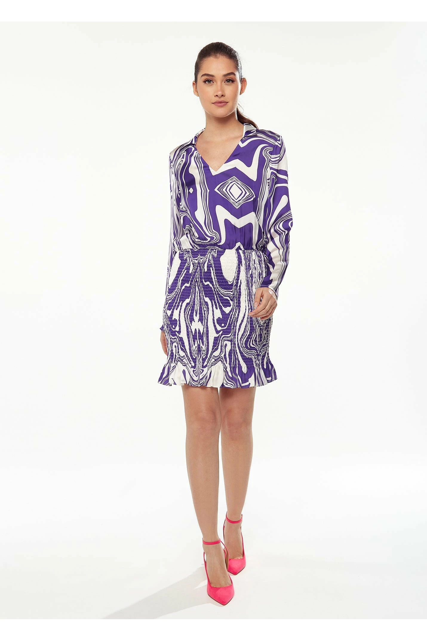 Liquorish Marble Print Dress In Purple 1 Liquorish Marble Print Dress In Purple