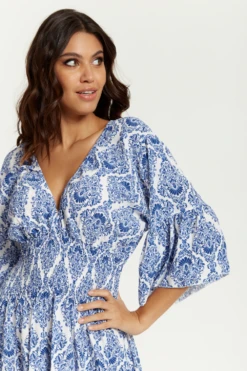 Hoxton Gal Oversized V Neck Detailed Printed Midi Dress 7 Hoxton Gal Oversized V Neck Detailed Printed Midi Dress -Sarto Vibe Sales mZGmw4r1 14177