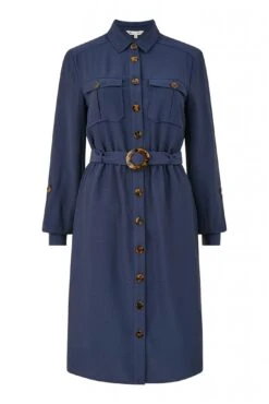 Yumi Navy Military Shirtdress -Sarto Vibe Sales nIGAIvqf 14457