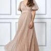Goddiva Lurex Pleated Maxi Dress - Pink