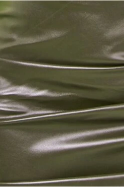 Goddiva Cut Out Faux Leather Mini Dress - Khaki -Sarto Vibe Sales oxq6nLRy 13733