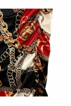 De La Creme Fashions Black Chain Scarf Print Ruched Dress 11 De La Creme Fashions Black Chain Scarf Print Ruched Dress -Sarto Vibe Sales pRfs3ery 11628