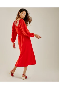 Dusty Pink Balloon Sleeve Midi Dress | Red 7 Dusty Pink Balloon Sleeve Midi Dress | Red -Sarto Vibe Sales pe2BFMm7 11517