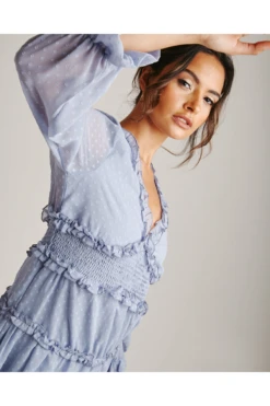 Dusty Pink Bobble Textured Frilled Mini Dress | Blue 6 Dusty Pink Bobble Textured Frilled Mini Dress | Blue -Sarto Vibe Sales phxlIo3q 11524