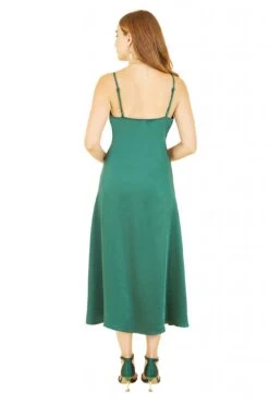Yumi Green Satin Strappy Midi Dress -Sarto Vibe Sales qqGVhdqQ 14820