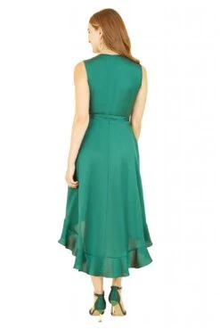Mela London Green Satin Dipped Hem Wrap Over Midi Dress 8 Mela London Green Satin Dipped Hem Wrap Over Midi Dress -Sarto Vibe Sales rhpFqUV5 14768