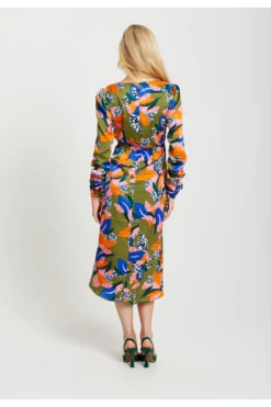 Liquorish Abstract Leaf Print Midi Ruched Dress In Olive 6 Liquorish Abstract Leaf Print Midi Ruched Dress In Olive -Sarto Vibe Sales sRiLW1m1 13001