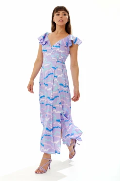 Liquorish Abstract Zebra Print Maxi Wrap Dress In Lilac -Sarto Vibe Sales tMUccBJ8 10777