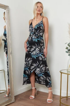 Lilura London Cami Wrap Midi Dress In Black Palm Print 9 Lilura London Cami Wrap Midi Dress In Black Palm Print -Sarto Vibe Sales tZP66a3s 15694