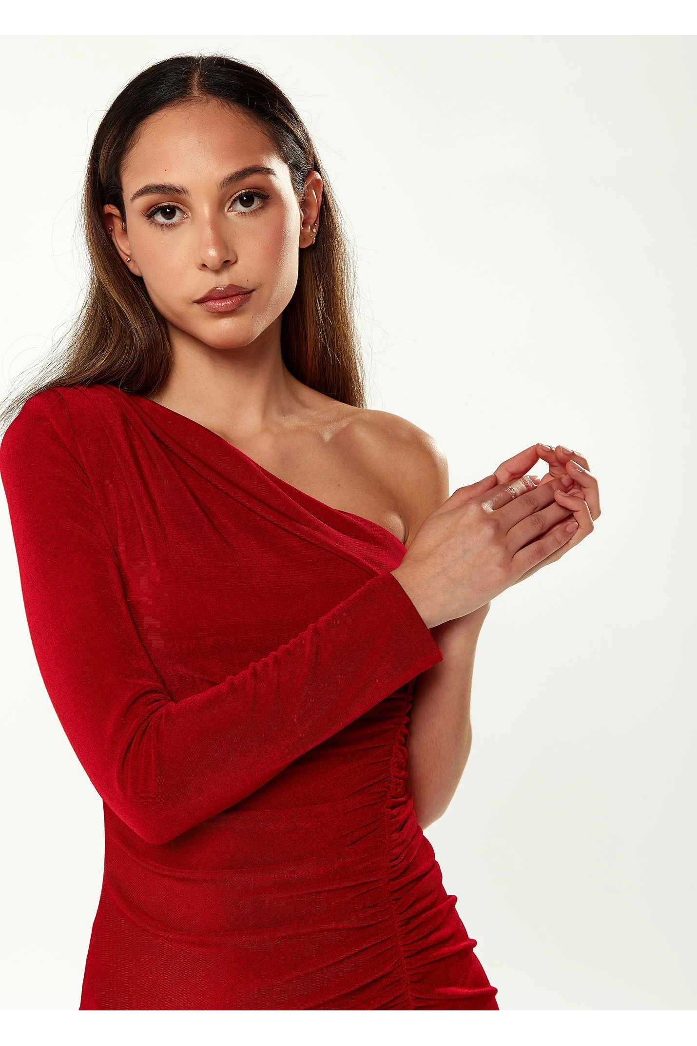 Liquorish Asymmetric Midi Dress In Red 3 Liquorish Asymmetric Midi Dress In Red - Image 3