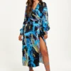 Liquorish Multicolour Abstract Print Midi Wrap Dress