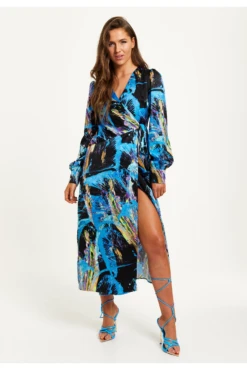 Sarto Vibe Sales 14 Liquorish Multicolour Abstract Print Midi Wrap Dress