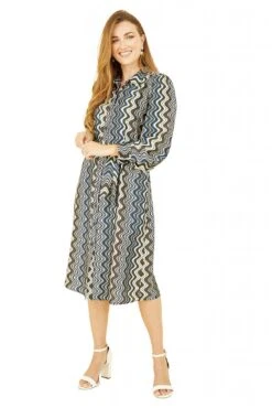 Sarto Vibe Sales 8 Yumi Multicolour Abstract Stripes Shirt Dress