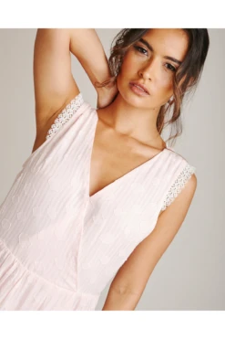 Dusty Pink Textured Broderie Hem Wrapped Dress | Pink 7 Dusty Pink Textured Broderie Hem Wrapped Dress | Pink -Sarto Vibe Sales y8x8FGHO 11573