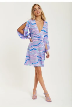 Sarto Vibe Sales 12 Liquorish Abstract Zebra Print Mini Dress Slit Sleeves